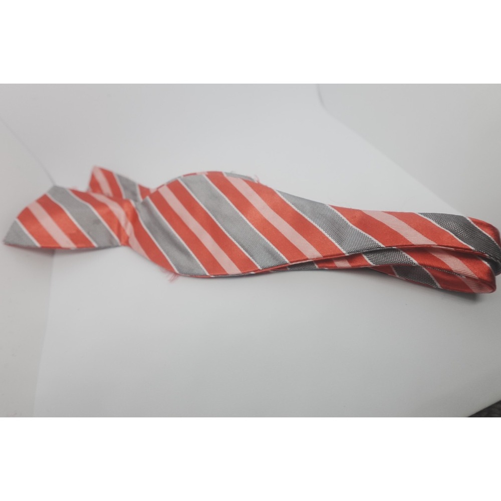 Croft & Barrow Bow Tie Men's Red Pink Gray Stripe Adjustable Pre-Tied